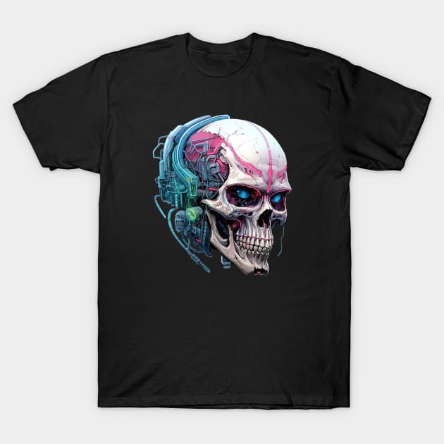 Cyberpunk Skull Fusion T-Shirt by BuzzBox